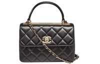 CHANEL Sheepskin Shoulder Bag Crossbody Bag Handbag Women's Black Gold