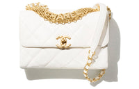 CHANEL 22SS Lambskin Mouth Cover Bag Crossbody Bag Small Size Women's White