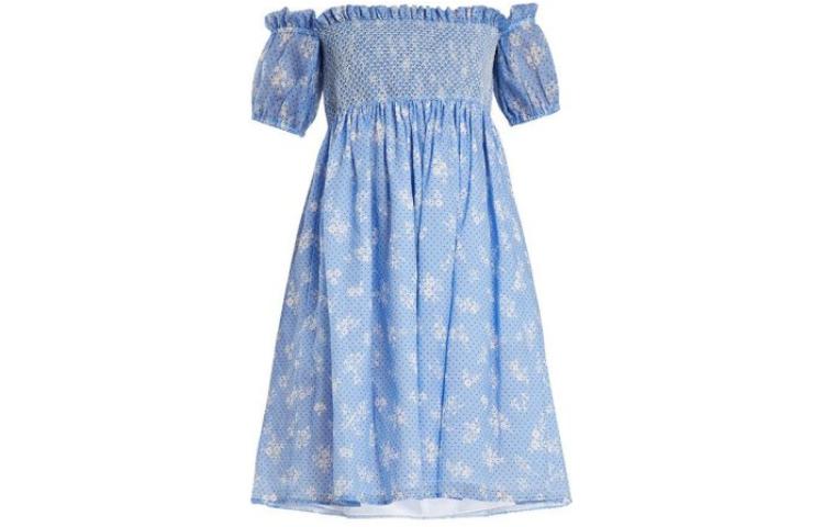 MIU MIU SS23 Short Sleeved Dress Women's Blue