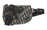 DIOR Jacquard Canvas Saddle Bag, Fanny Pack, Sling Bag, Canvas Bag, Shoulder Bag, Crossbody Bag Men's Black/Beige