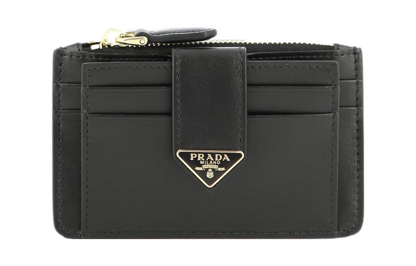 PRADA Calfskin Wallet Women's Black