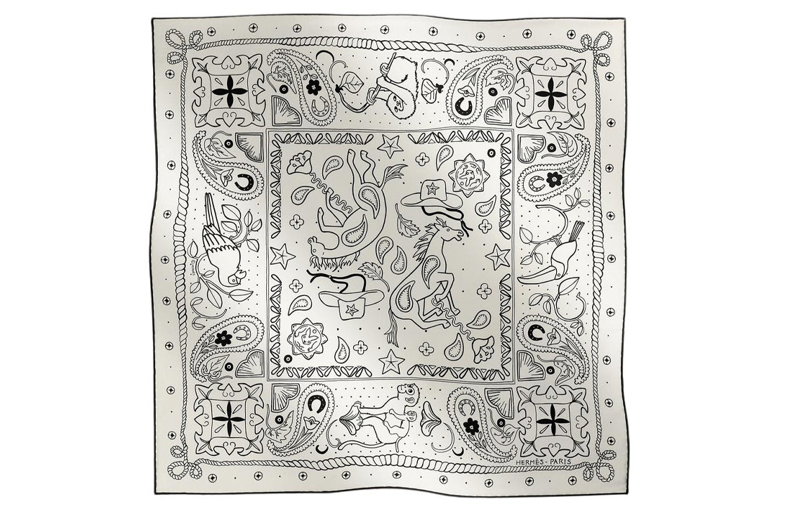 HERMES Silk Scarves Women's White