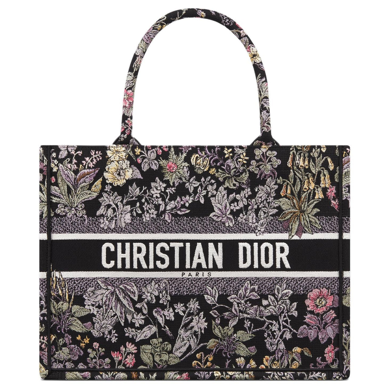 DIOR Cotton Tote Bag Shopping Bag Handbag Medium Size Women's Black