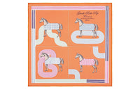 HERMES Silk Scarves Women's Apricot Yellow/Rose Pink/Blue