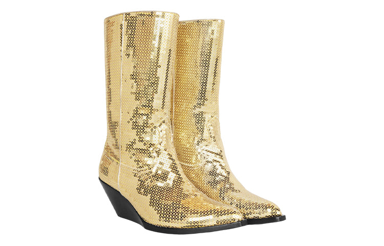 CELINE Ankle Boots Men Gold