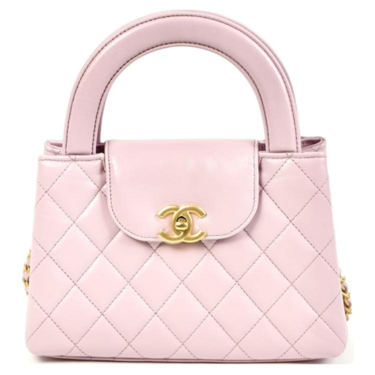 CHANEL Calfskin Shoulder Bag Crossbody Bag Handbag Mini Women's Light Pink