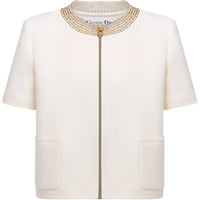 DIOR Embroidered Cropped Jacket Jackets & Coats Women's White