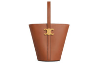 CELINE Triomphe Natural Calfskin Bucket Bag Portable Crossbody Bag Shoulder Bag Medium Size Women's Tan
