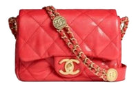 CHANEL 22A Early Autumn Grained Cow Leather Shoulder Bag Crossbody Bag Women's Red