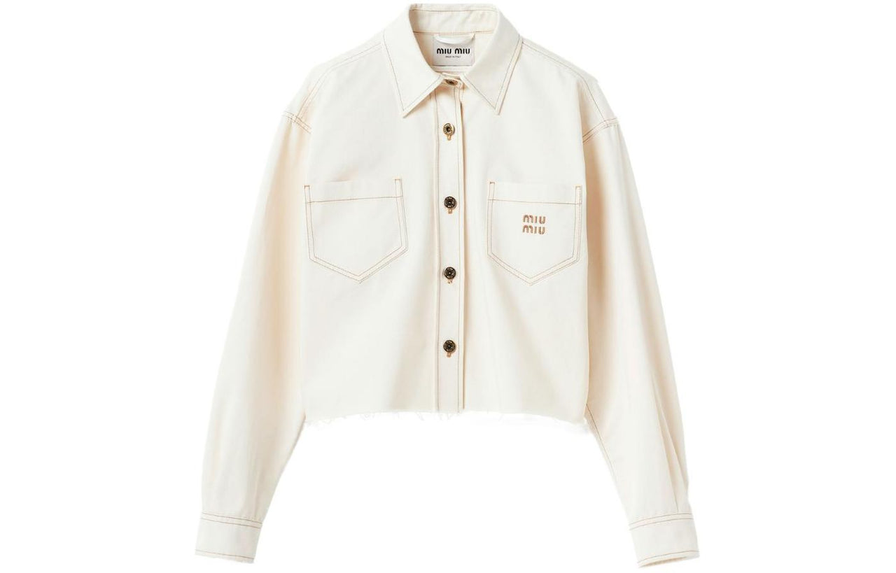 MIU MIU Logo embroidered Denim Jacket