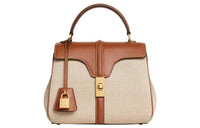 CELINE 16 Fabric With Natural Calfskin Shoulder Bag, Crossbody Bag, Handbag Trumpets Women's Natural/Tan