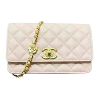CHANEL WOC Embossed Calfskin With Grains Wallets Shoulder Bag Crossbody Bag Women's Light Pink