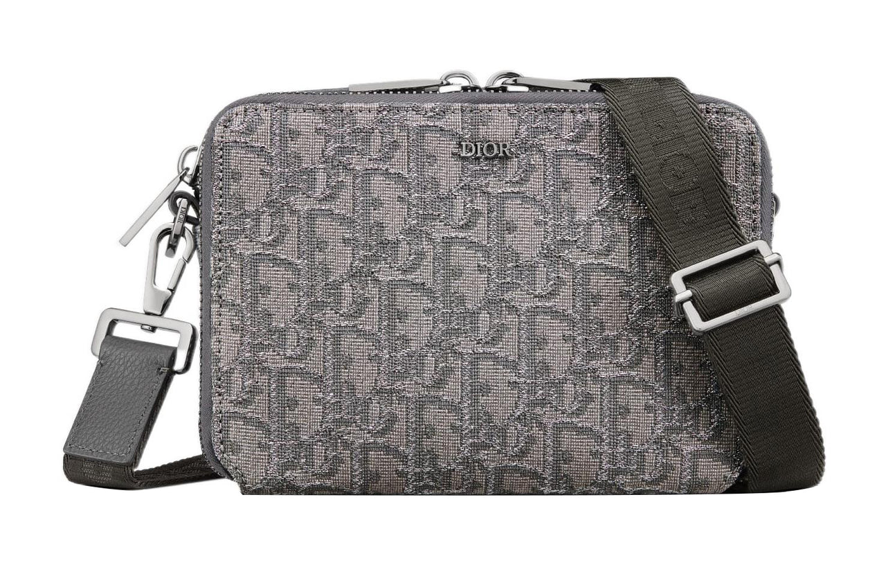 DIOR Jacquard Fabric One Shoulder Crossbody Clutch Men's Metallic