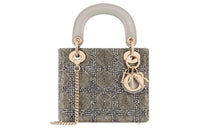 DIOR Lady Dior Satin Rhinestone Lady Dior Bag, Shoulder Bag, Crossbody Bag, Handbag Mini Women's Gray