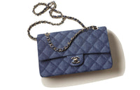CHANEL Classic Flap CF Denim And Gold Metal Shoulder Bag Crossbody Bag Medium Size Women's Dark Blue
