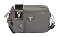 PRADA Saffiano Leather Crossbody Bag, Shoulder Bag Men's Marble Gray