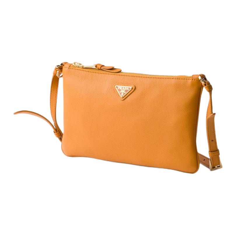 PRADA Calfskin Shoulder Bag Women's Orange