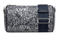 DIOR Stussy Collaboration Grained Cow Leather Messenger Bag Shoulder Bag Crossbody Bag Men's Navy