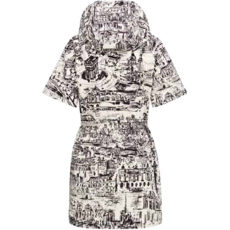DIOR Short Hooded Dress Short-Sleeved Dresses Women's Black