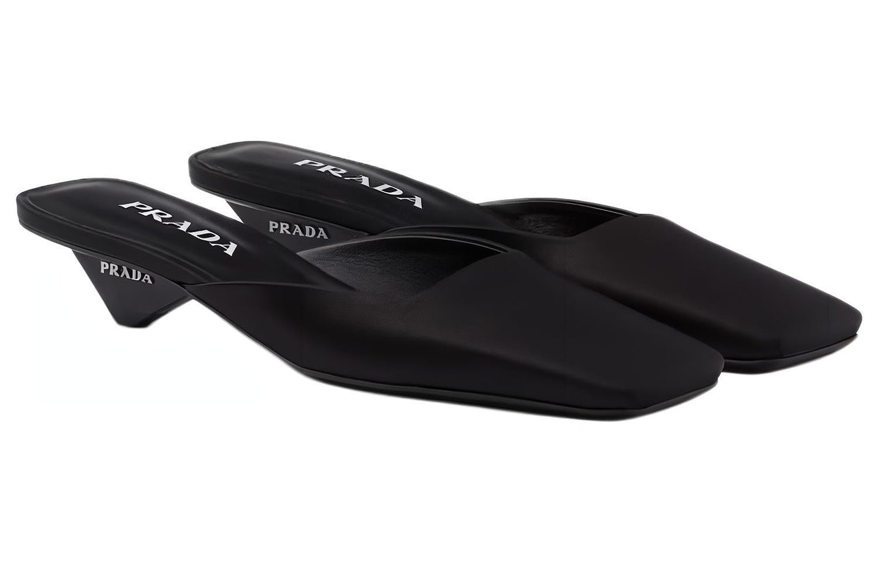 PRADA Square-toe Satin Mules