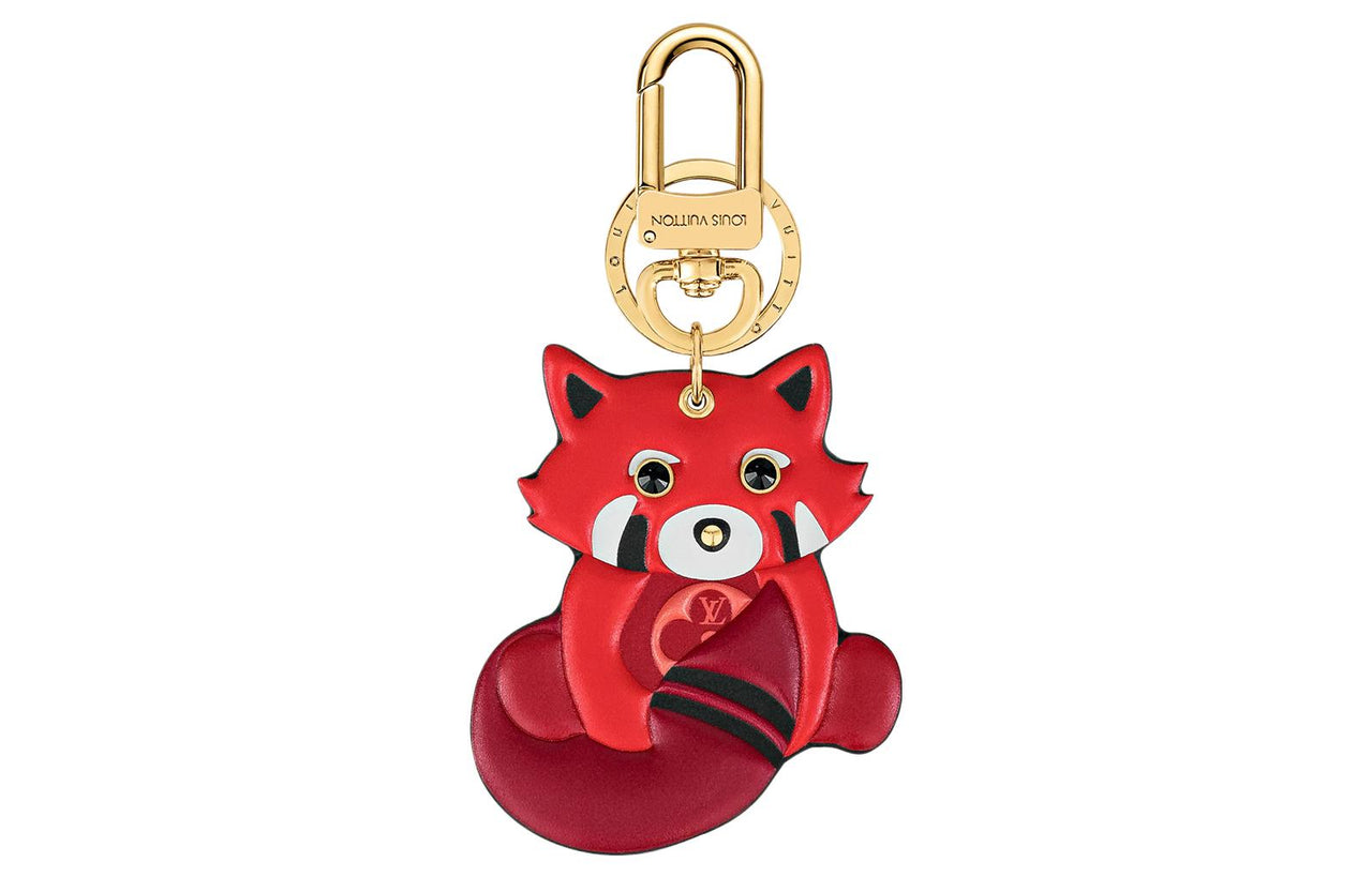 LOUIS VUITTON Metal Leather Pendant Women's Red