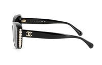 CHANEL Plate Frame Cat Eye Sunglasses Women's Black