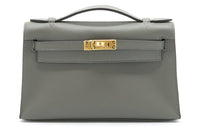 HERMES Mini Kelly Generation 1 Swift Leather Kelly Bag Handbags Regular Women's 0L Grismeyer Rain Cloud Gray