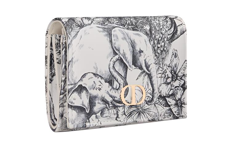 DIOR Caro Calfskin Wallet Extra Small Women's White/Black