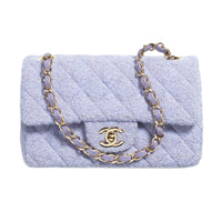 CHANEL Classic Flap CF Wool Twill Velvet Shoulder Bag Crossbody Bag Mini Women's Taro Purple