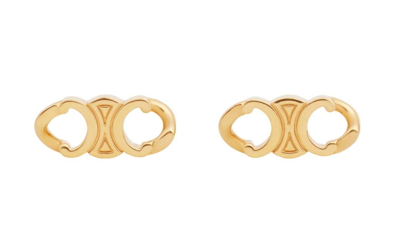 CELINE Triomphe Gourmette Studs In Brass With Gold Finish