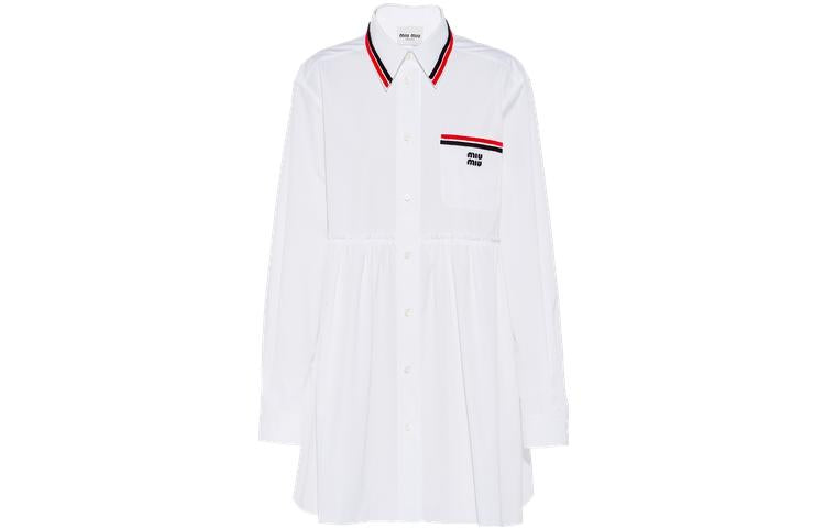 MIU MIU SS22 Long Sleeved Dress Women's White