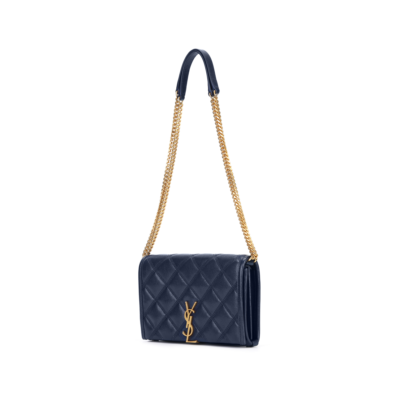 SAINT LAURENT Sheepskin Shoulder Bag, Crossbody Bag Women's Blue