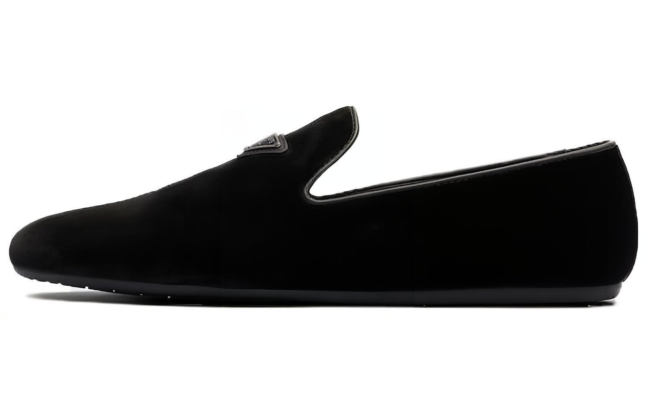 PRADA Triangle-logo Velvet Loafers