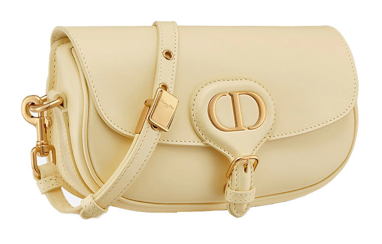 DIOR Bobby Cow Leather Crescent Bag, Handbag, Shoulder Bag, Crossbody Bag Regular Women's Light Yellow