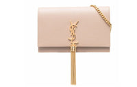 SAINT LAURENT KATE Cow Leather Fringe Bag Wallet, Crossbody Bag, Shoulder Bag Women's Beige