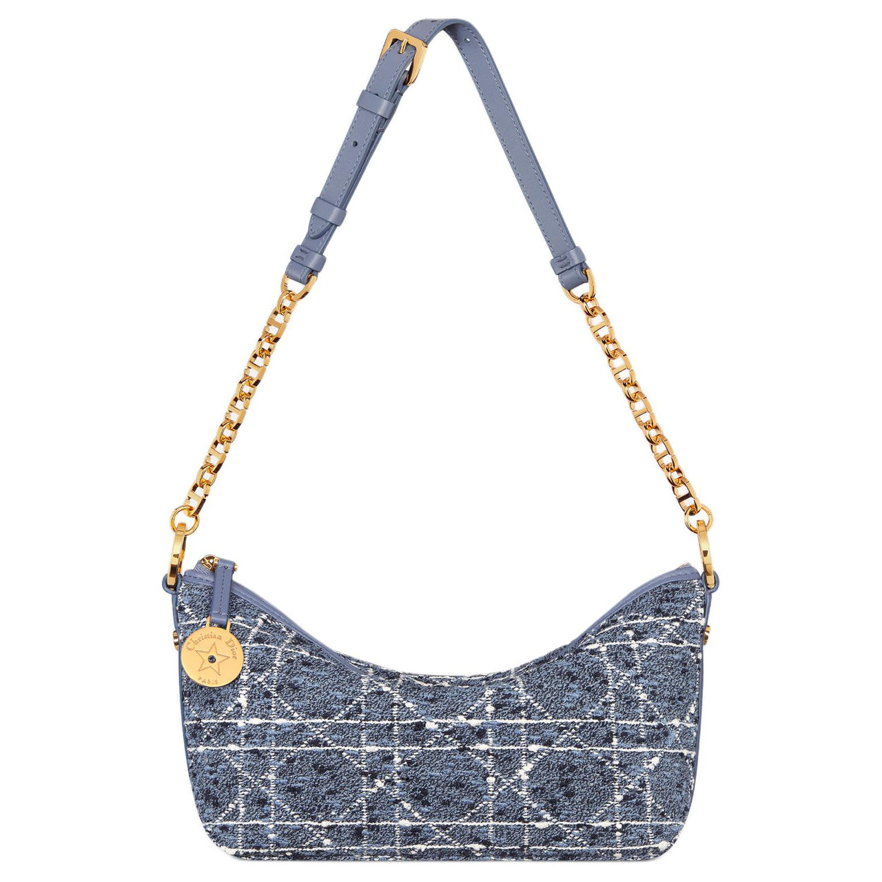 DIOR Cotton Handbag Shoulder Bag Women's Blue