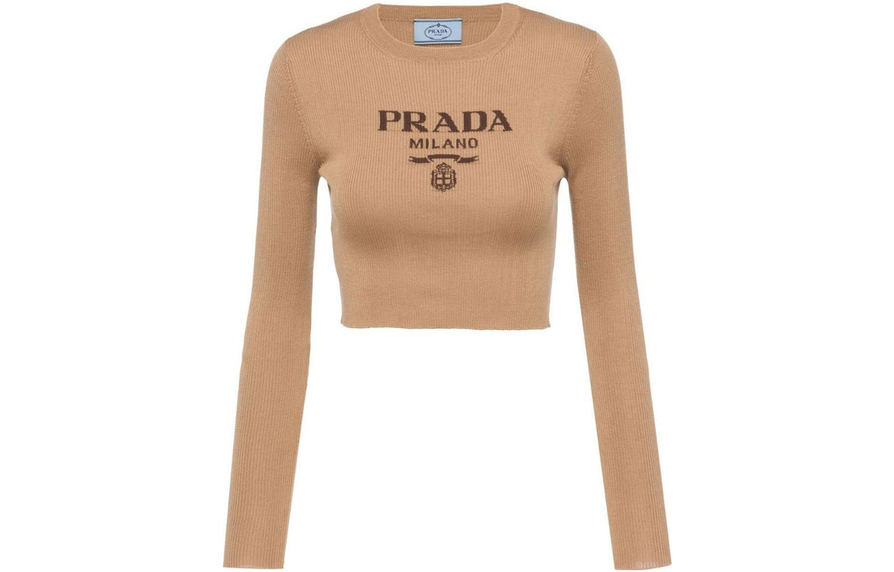 PRADA Intarsia knitted Logo Top