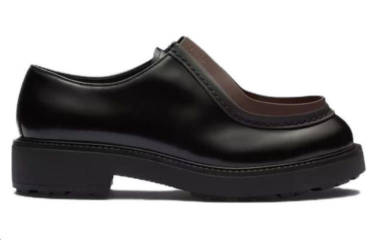 PRADA Opaque Brushed-leather Lace-up Shoes