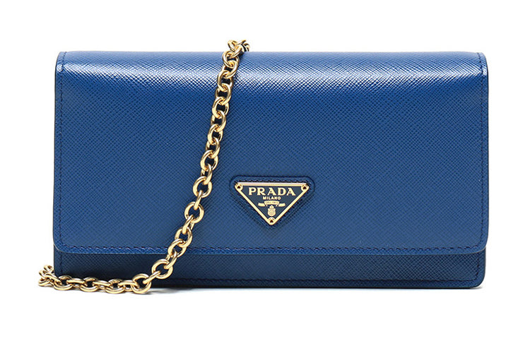 PRADA Cow Leather Handheld Crossbody Bag, Shoulder Bag Women's Blue