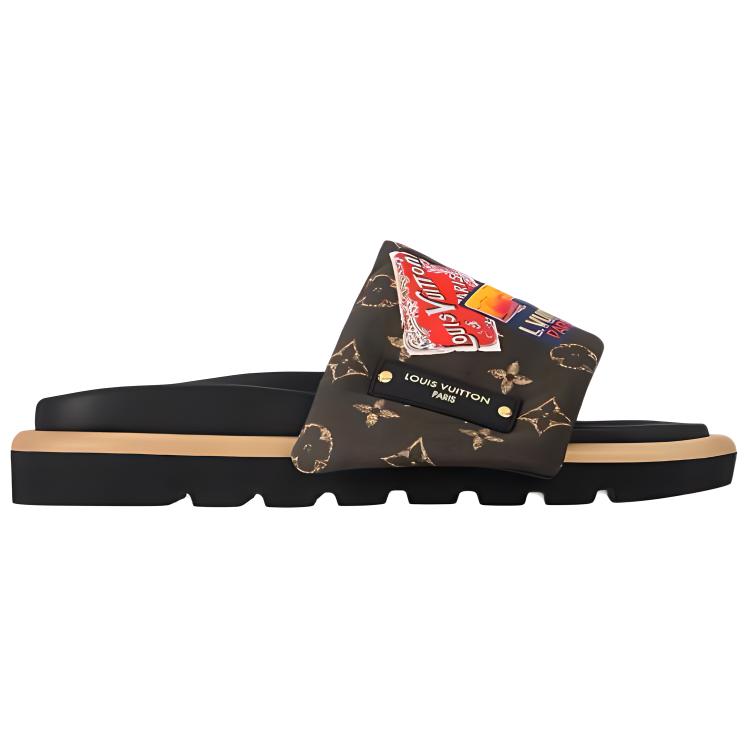 LOUIS VUITTON Pillow Slide Slippers Women's Brown