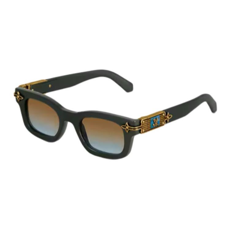 LOUIS VUITTON Acetate Metal Enamel Square Sunglasses Women's Black