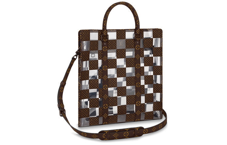 LOUIS VUITTON Sac Plat Canvas Tote Bag Shopping Bag Shoulder Bag Crossbody Bag Handbag Regular Men's Brown