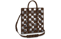 LOUIS VUITTON Sac Plat Canvas Tote Bag Shopping Bag Shoulder Bag Crossbody Bag Handbag Regular Men's Brown