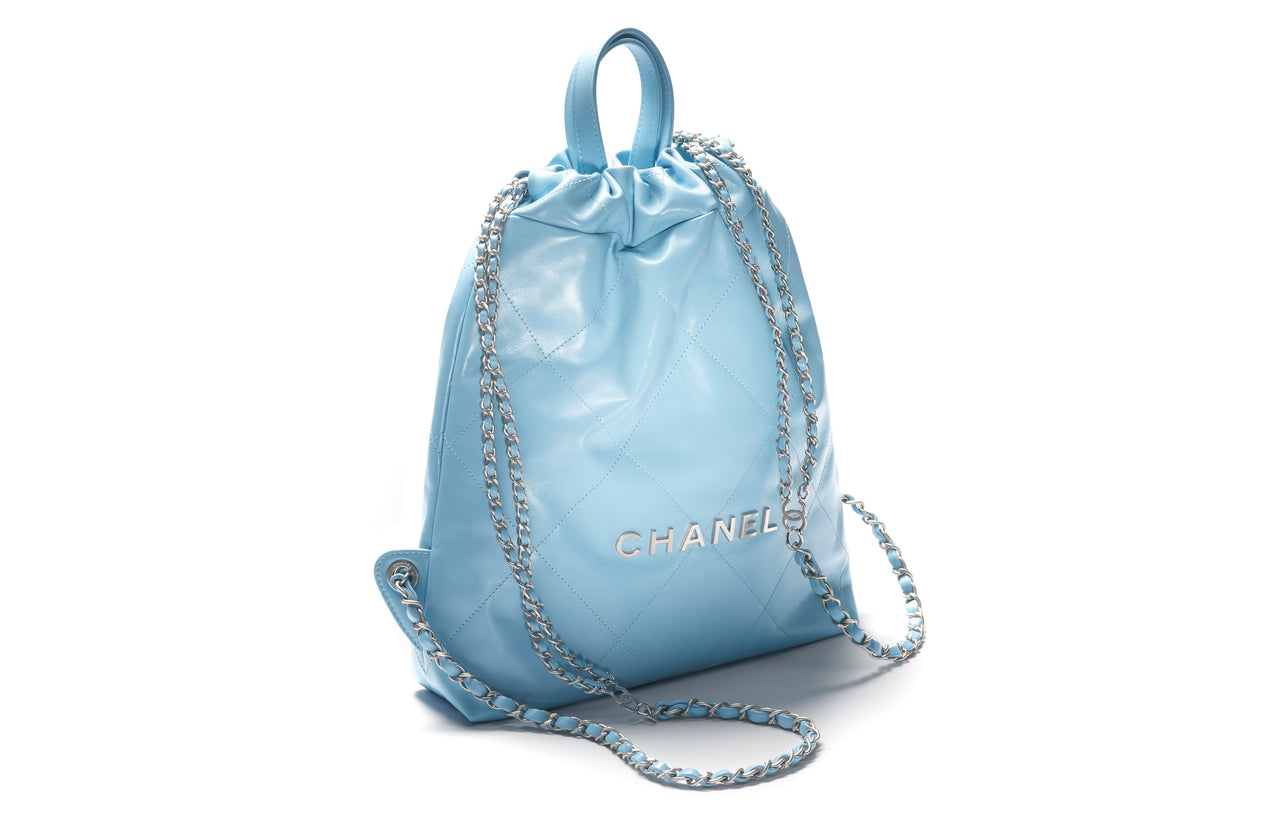 CHANEL Calfskin Backpack Small Size Women's Light Blue