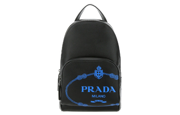 PRADA Leather Backpack Unisex Black