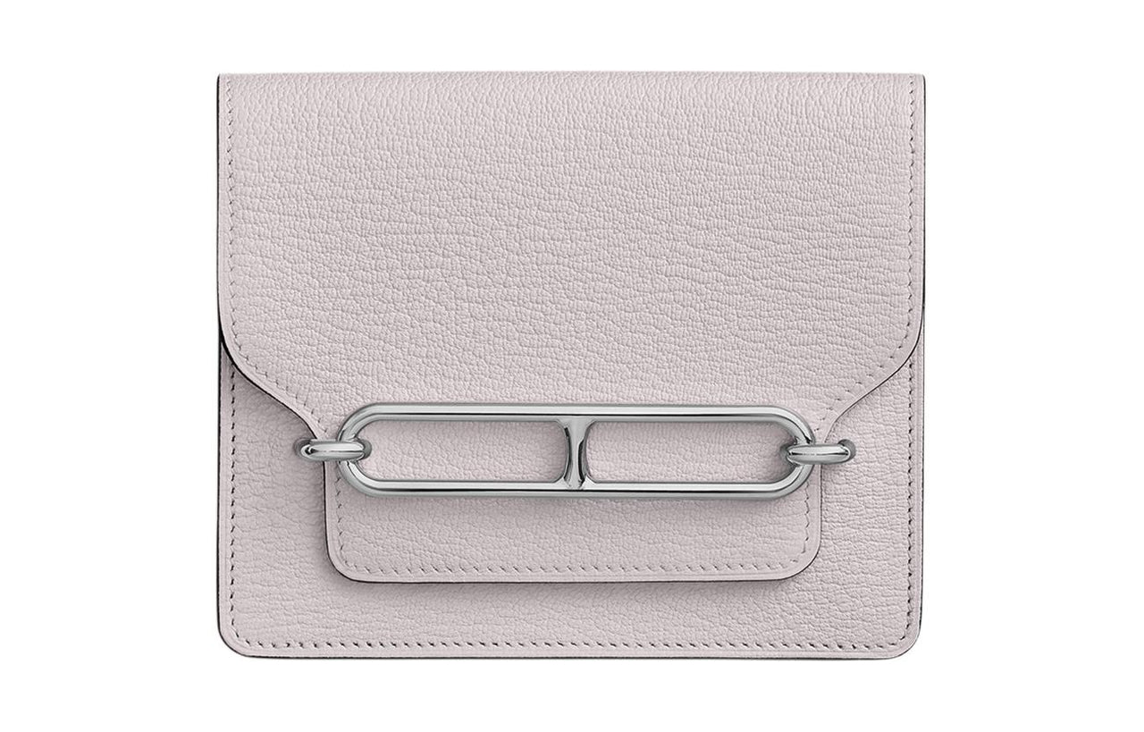 HERMES Roulis Mysore Goat Skin Pig Nose Fanny Pack Coin Purse Wallet Women's 09 Mauve Pale Dream Purple