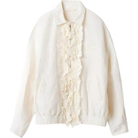 MIU MIU Washed Slubbed Canvas Blouson Jacket Jackets & Coats Women's Beige