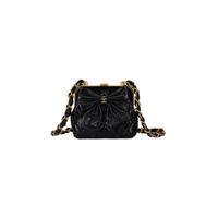 CHANEL Patent Leather Crinkled Lambskin Shoulder Bag Crossbody Bag Women's Black