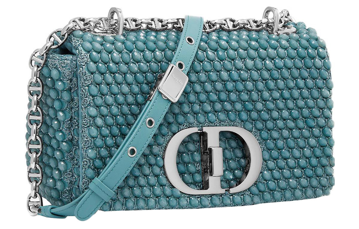DIOR Caro Cow Leather Handheld Shoulder Bag Crossbody Bag Small Size Women's Sky Blue