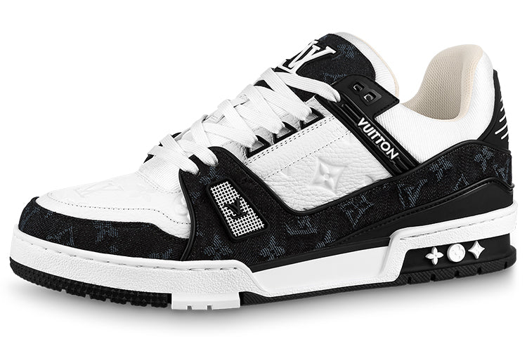 LOUIS VUITTON Trainer Low-Top Stylish Skateboarding Shoes Unisex White Black Panda